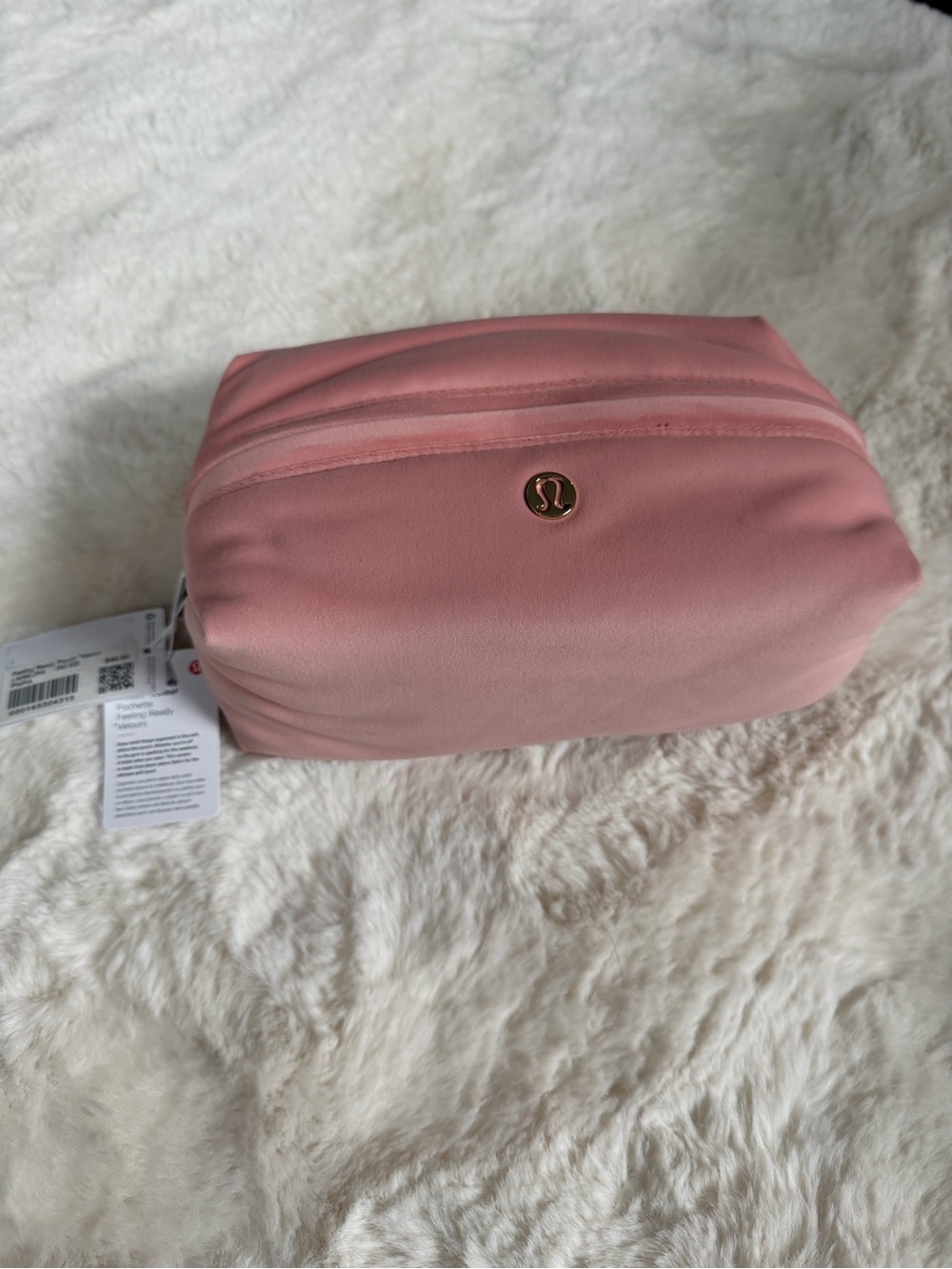 lululemon athletica Blush Pink Cosmetic Pouch with Gold Logo